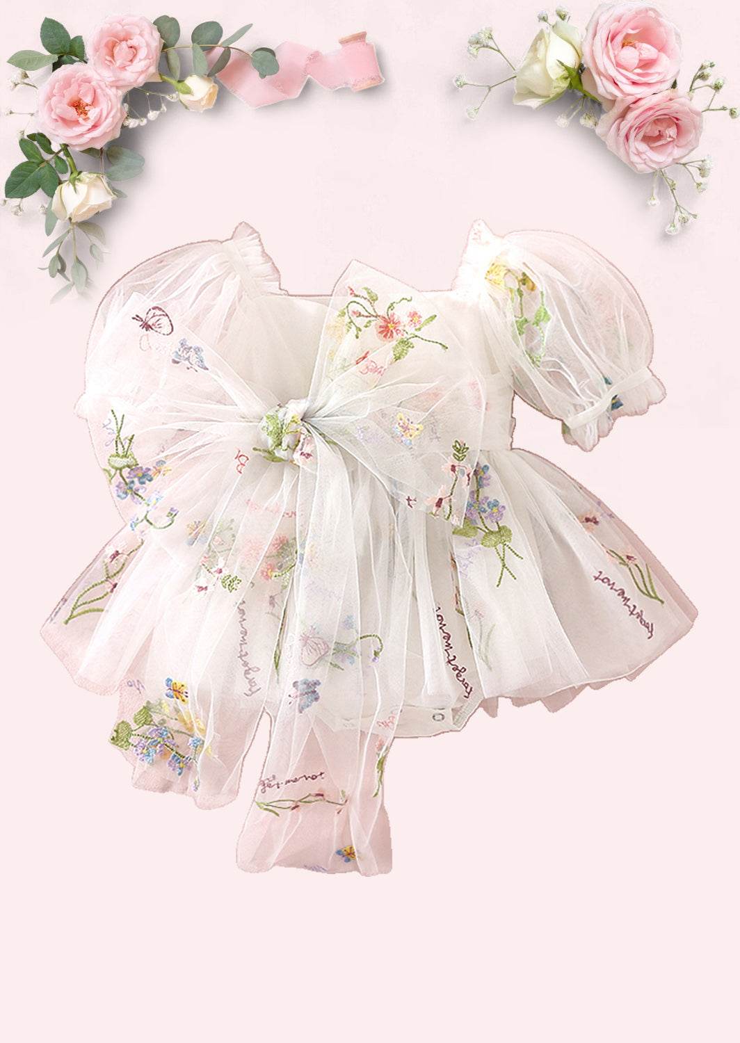 Enchanted Floral Baby Girl Romper in White