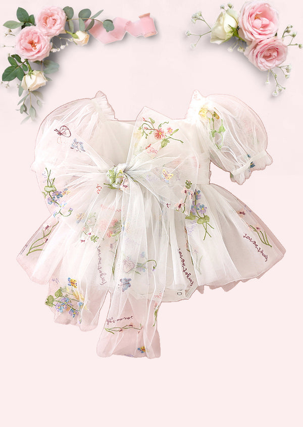 Enchanted Floral Baby Girl Romper in White