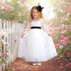 Long Sleeve Flower Girl Dresses in Classic White for Weddings
