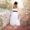 Long Sleeve Flower Girl Dresses in Classic White for Weddings