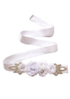 white flower and rhinestone bridal sash belt
