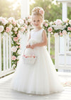 White Rose Petal Flower Girl Bridal Sash Belt