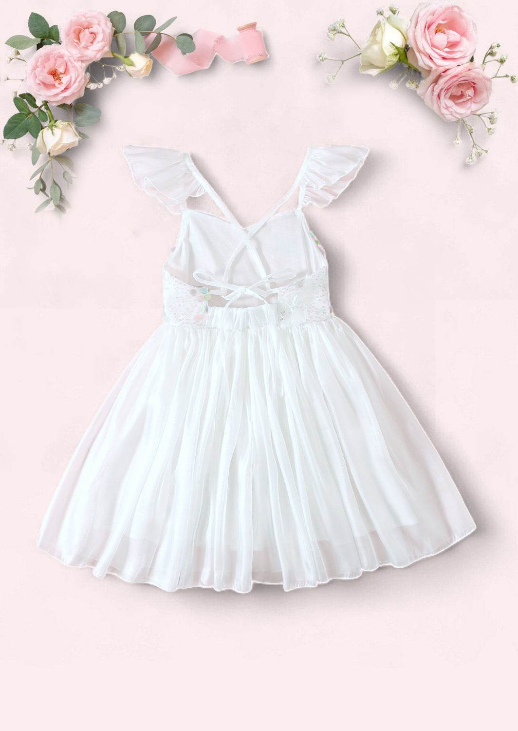 Whimsy Sequin Party Dress in White