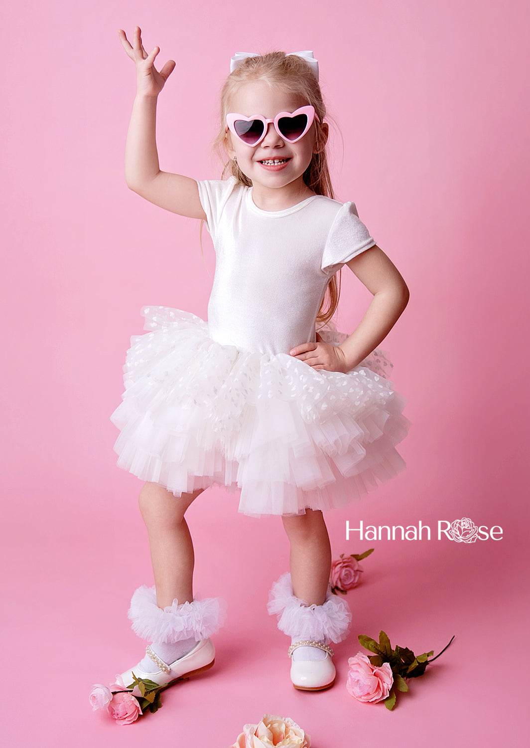 Pixie White Velvet Dotted Tulle Tutu Dress