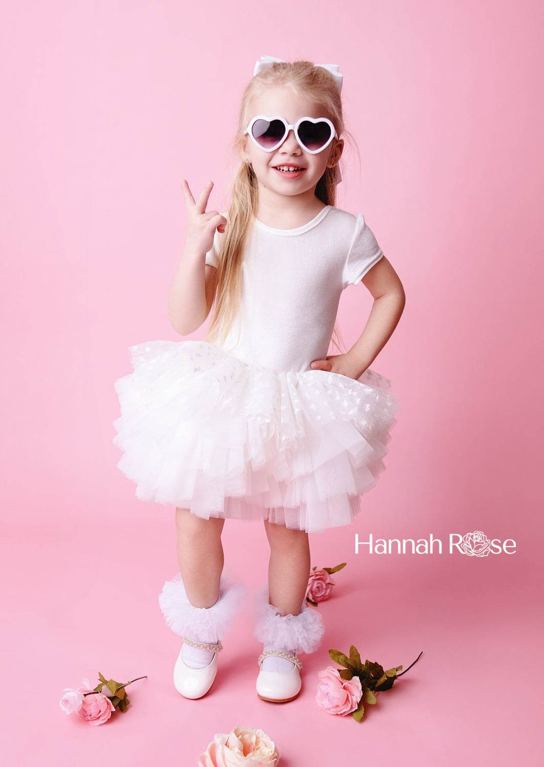 Pixie White Velvet Dotted Tulle Tutu Dress