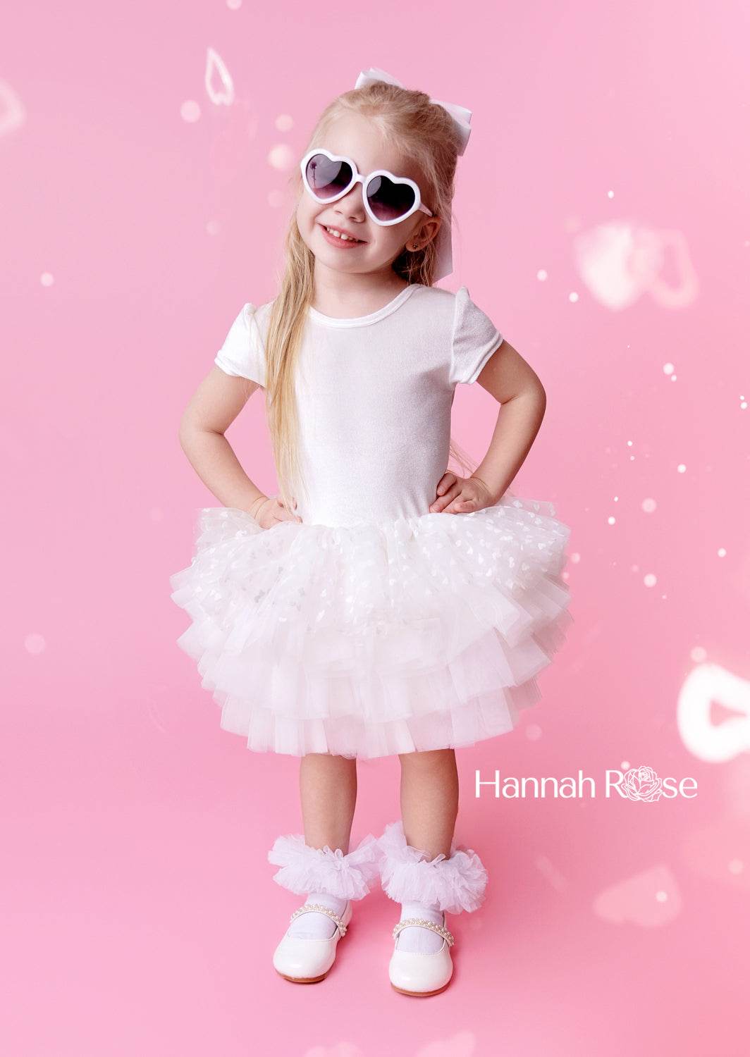 Pixie White Velvet Dotted Tulle Tutu Dress