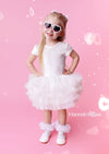 Pixie White Velvet Dotted Tulle Tutu Dress