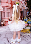 Pixie White Velvet Dotted Tulle Tutu Dress