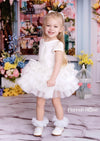 Pixie White Velvet Dotted Tulle Tutu Dress
