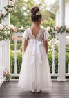  White Flutter Sleeve Flower Girl Dress - Flower Girl Dresses
