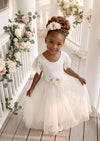  White Flutter Sleeve Flower Girl Dress - Flower Girl Dresses