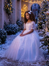 Faella Gown Flower Girl Gown | White Lace Flower Girl Dresses