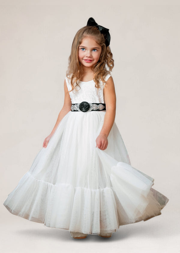 vintage inspired white flower girl dress