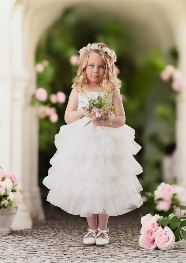 girls calf length flower girl dresses