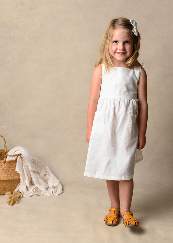 Carrie Rustic White Linen Dress