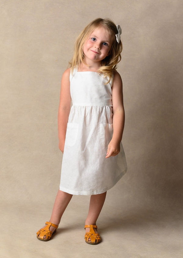 Carrie Rustic White Linen Dress
