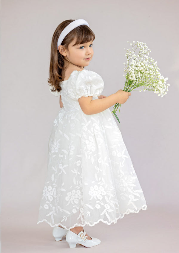 Grace Sweetheart Lace Baptism Flower Girl Dress || White