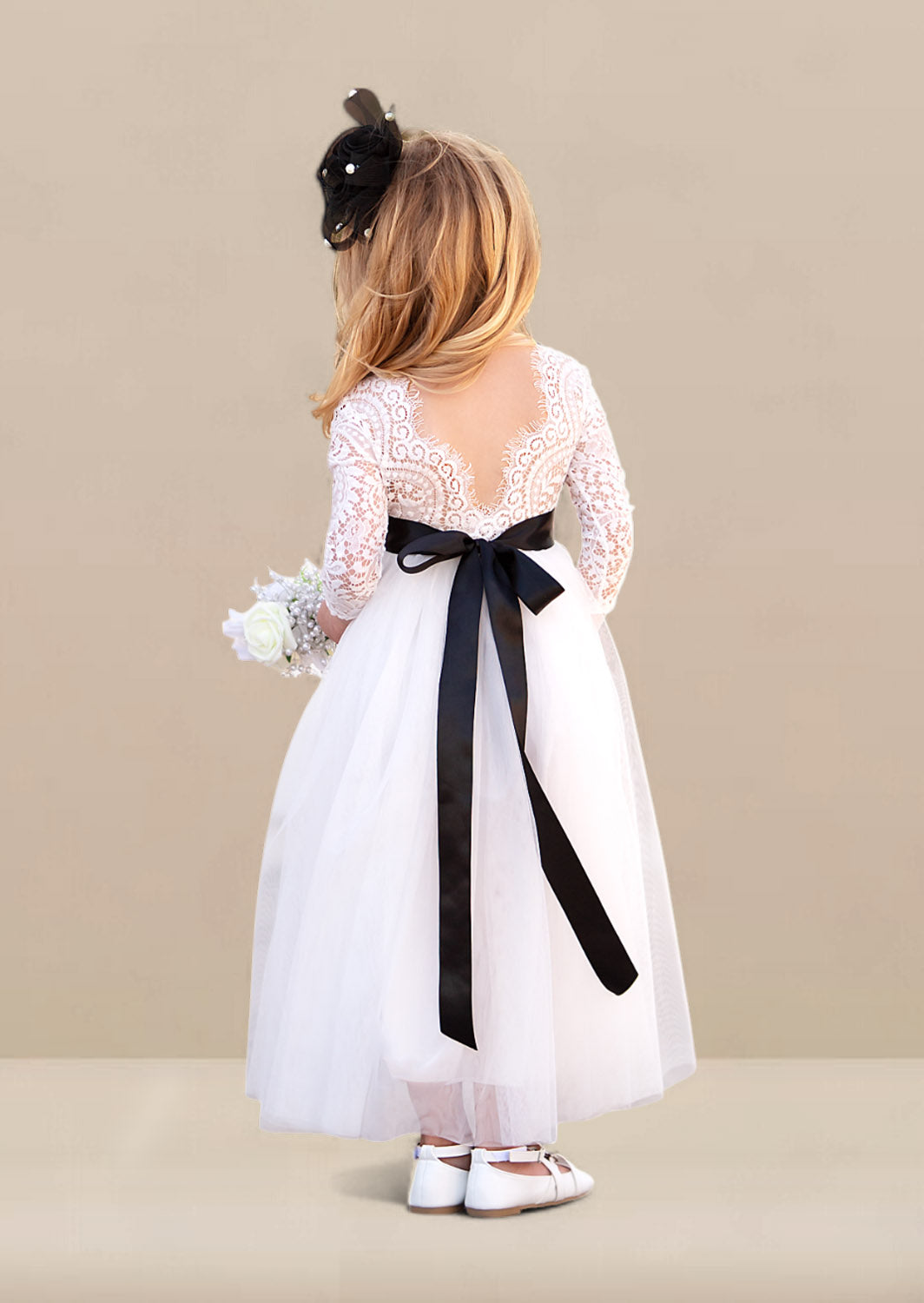 black and white flower girl dresses