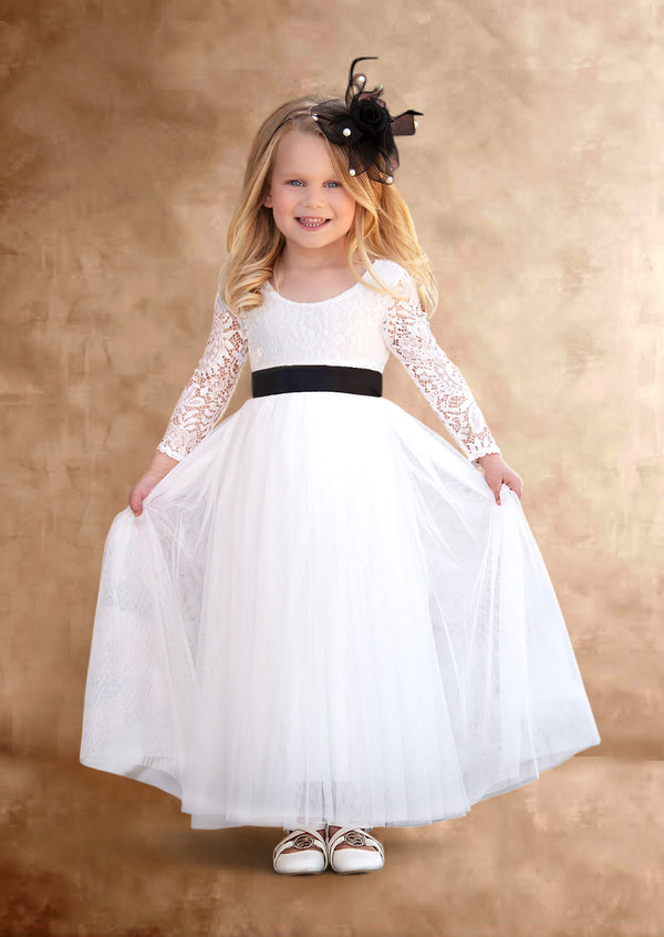 Elegant White flower girl dresses