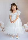 Victoria Sweetheart Baptism Flower Girl Dress || White