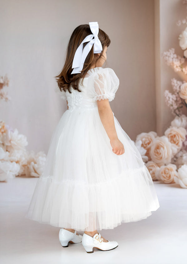 Victoria Sweetheart Baptism Flower Girl Dress || White