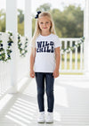 Wild Child Tee & Navy Faux Leather Trousers Set | Girls Outfits