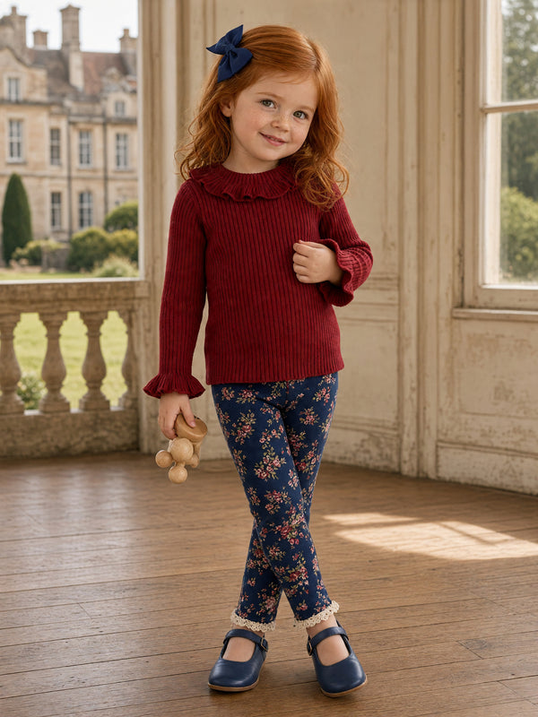 Wild Rose Cotton Leggings | Girls Floral Print Leggings