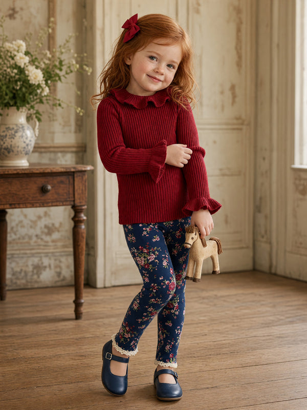 Wild Rose Cotton Leggings | Girls Floral Print Leggings