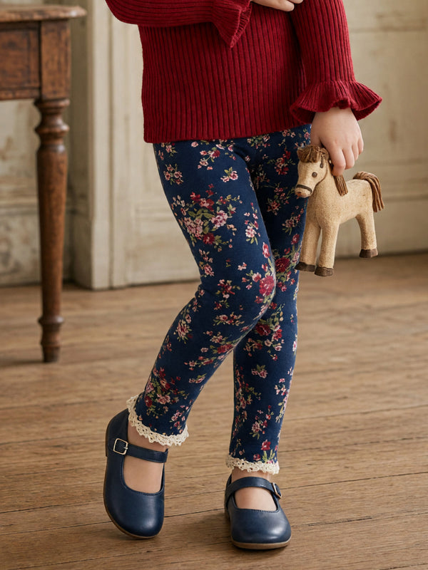 Wild Rose Cotton Leggings | Girls Floral Print Leggings