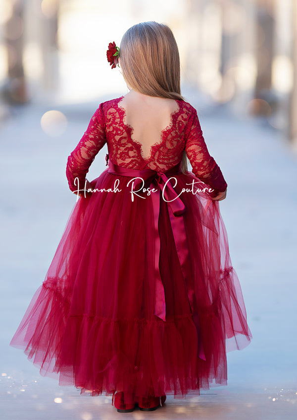 burgundy flower girl dresses