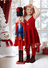 Toddler Girl Holiday Sweater Dress in deep red