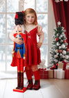 Toddler Girl Christmas Sweater Dress in deep red
