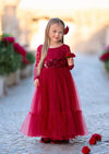 flower girl dresses for Victorian wedding themes in burgundy for toddlers