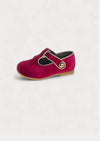 Rosehip Reverie Red Wine Suede T-Strap Flats