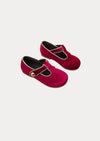 Rosehip Reverie Red Wine Suede T-Strap Flats