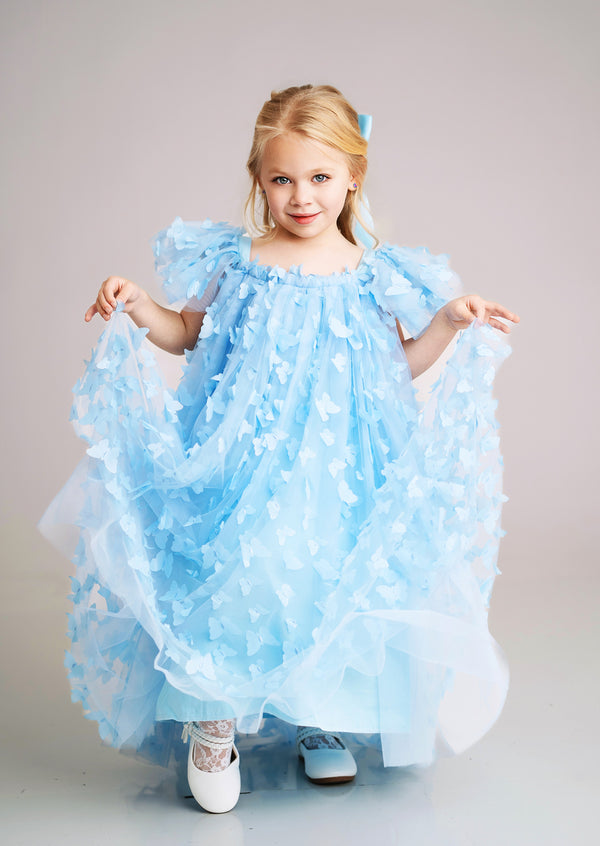 Toddler girl butterfly wings gown