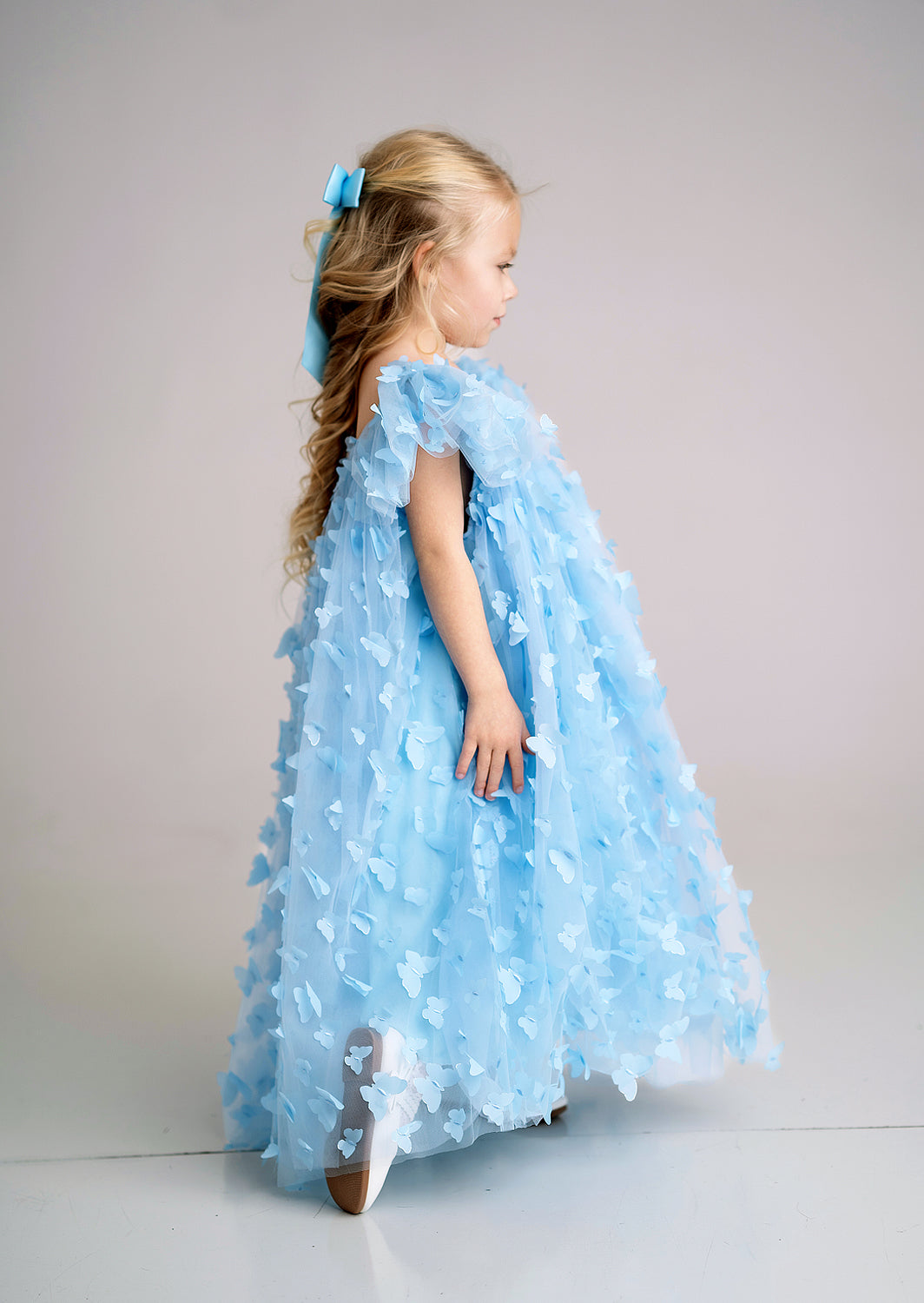 toddler girl blue flower girl dress