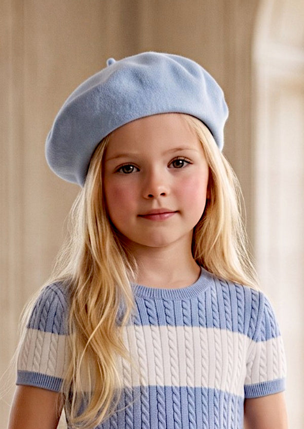 Classic French Wool Beret in Sky Blue | Girls Hats