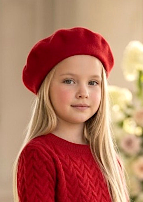 Classic French Wool Beret in Red | Girls Hats
