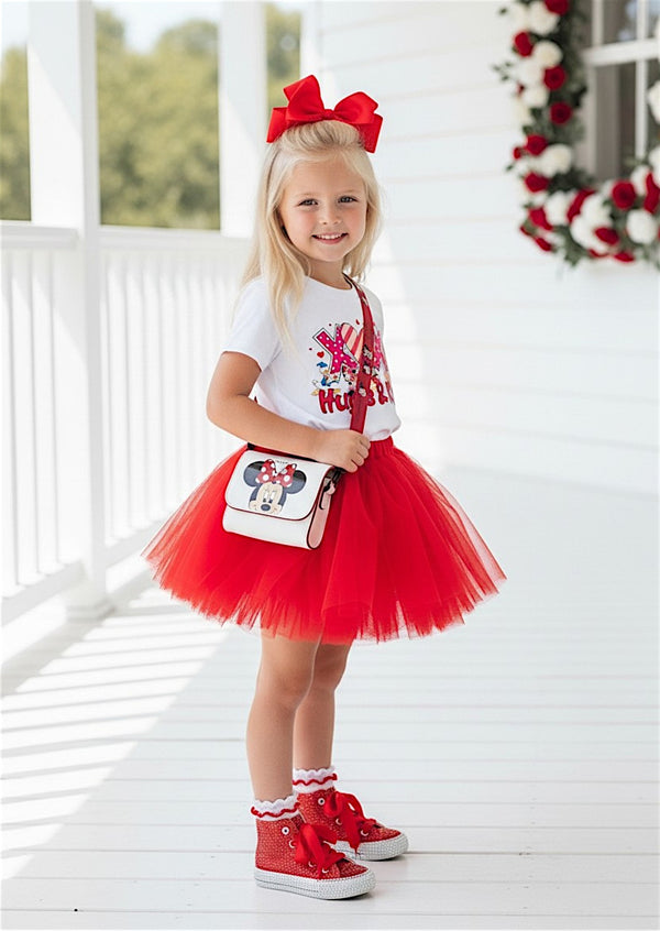 XOXO Minnie Hugs & Kisses Tee & Red Tutu Set | Girls Tutu Outfits