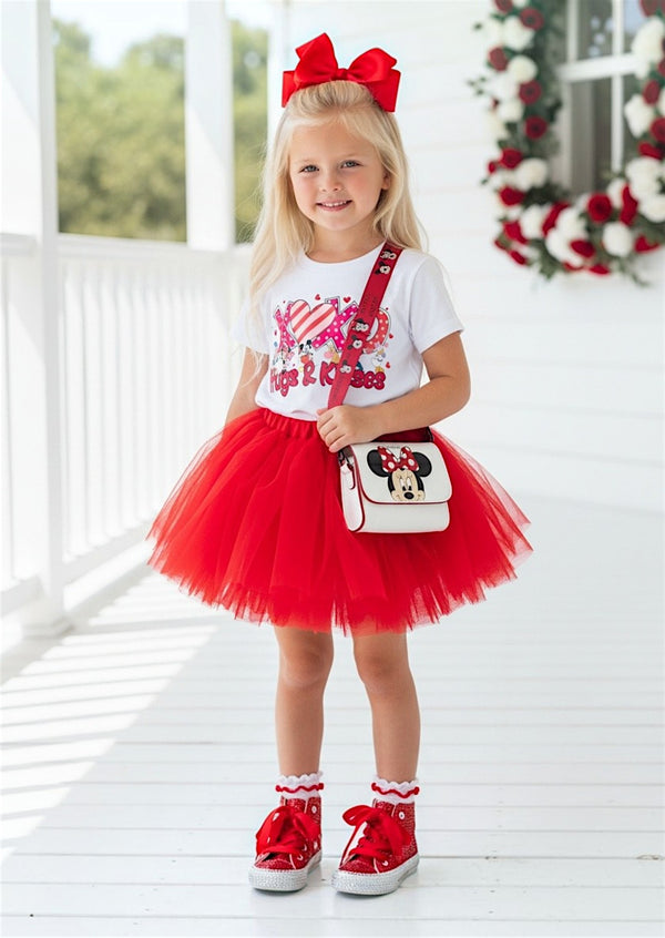 XOXO Minnie Hugs & Kisses Tee & Red Tutu Set | Girls Tutu Outfits