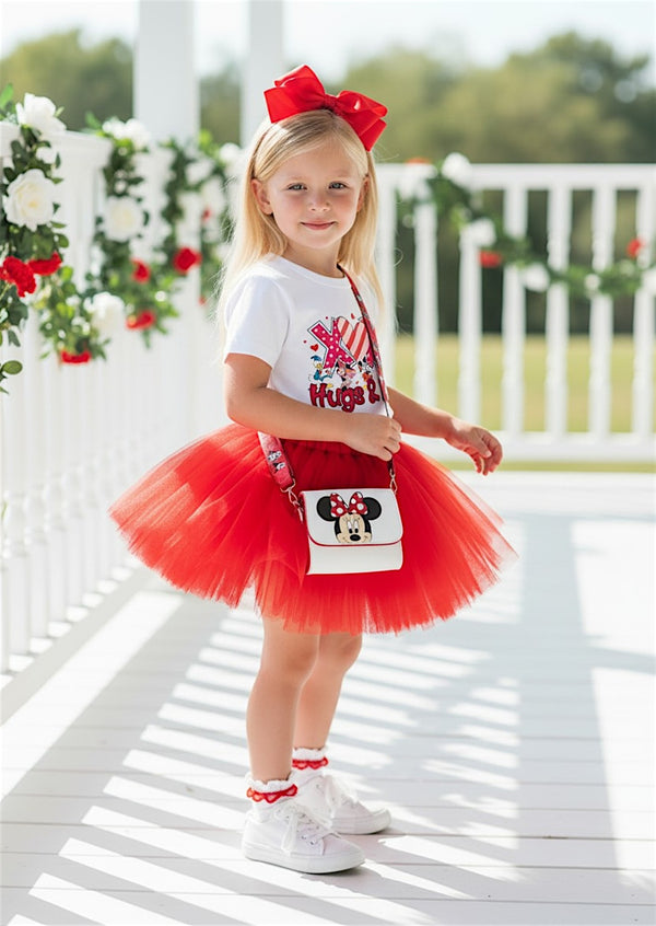 XOXO Minnie Hugs & Kisses Tee & Red Tutu Set | Girls Tutu Outfits