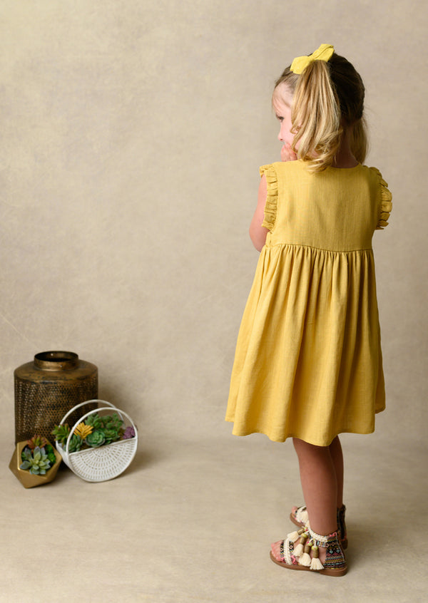 Vintage Yellow Linen Dress