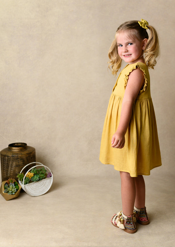 Vintage Yellow Linen Dress