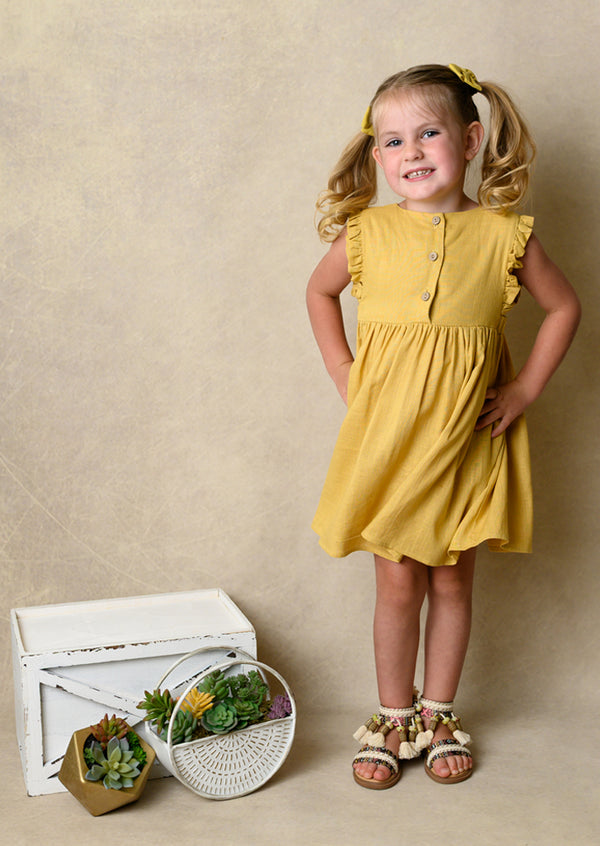 Vintage Yellow Linen Dress