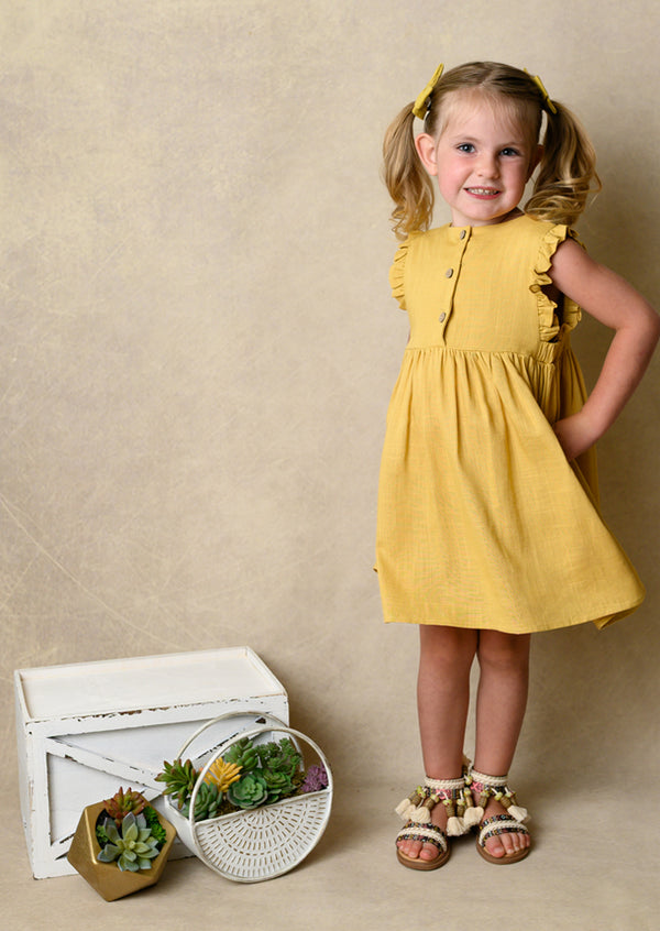 Vintage Yellow Linen Dress