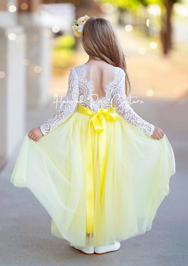 Yellow Flower Girl Dress