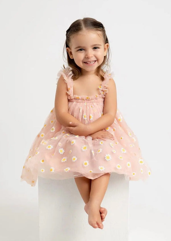 baby toddler pink daisy tutu dress