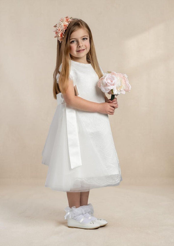 Elegant White Lace Dress with Bow Elegant White Lace Dress with Bow