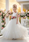 Allison Tulle & Lace Flower Girl Dress in White - 